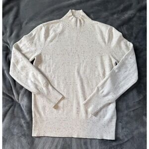 Premise Sweater Womens Small Ivory Speckled Mock Neck Pullover Knit Long Sleeve‎